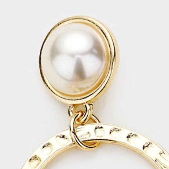 Honey Bee Pearl (faux) Rhinestone Earrings - Picture 3 of 6